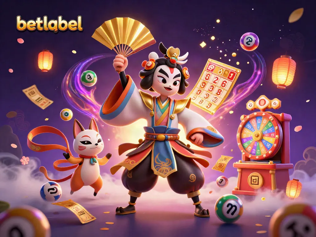 Place bets at BetLabel with vibrant casino elements and enchanting characters amidst a dynamic backdrop.